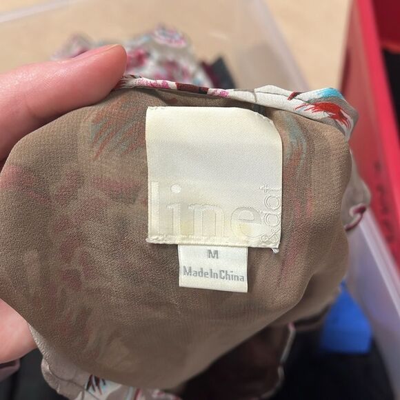 Line & Dot Women's Deep V Neck Embroidered Mini Dress MEDIUM - Picture 2 of 2